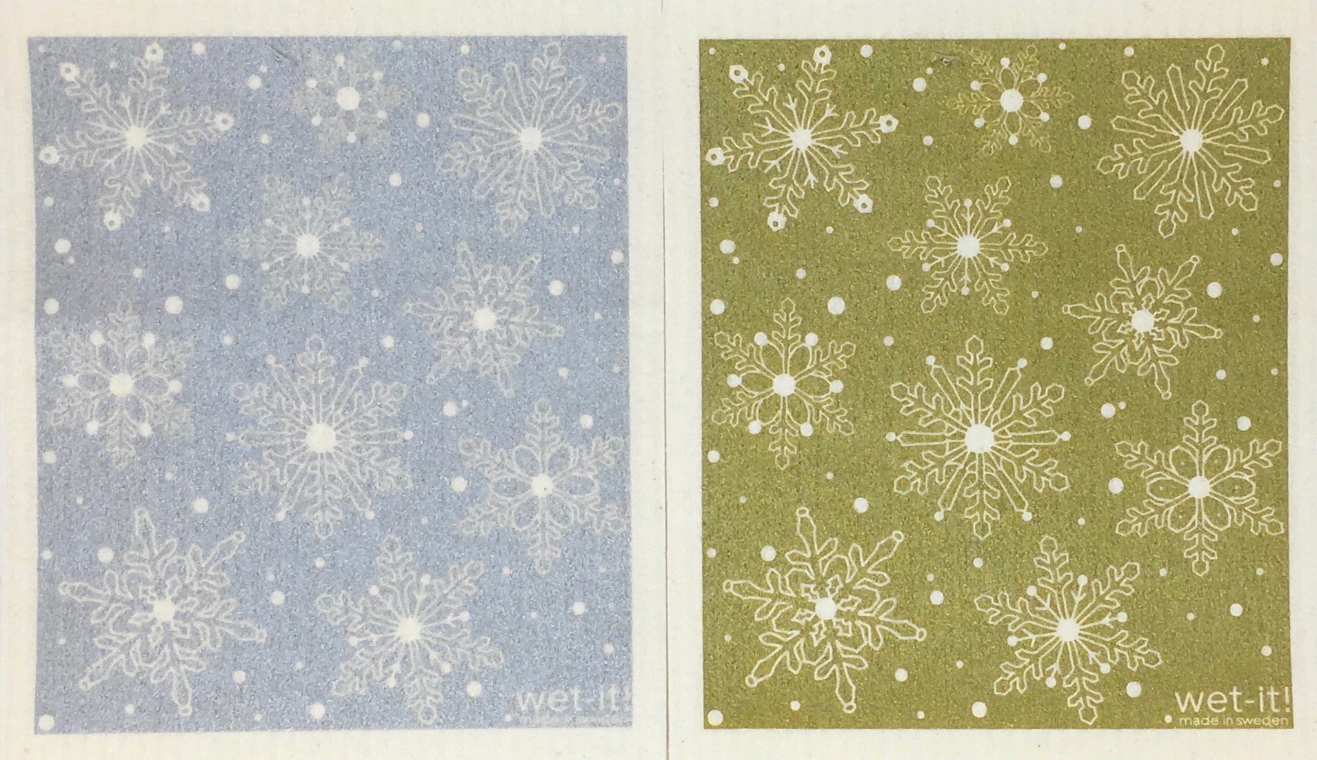 Swedish Treasures Wet-it! Dishcloth & Cleaning Cloth - 2 pack - Winter Snow Silver / Winter Snow Gold