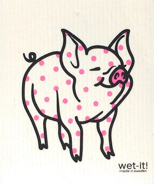 Swedish Treasures Wet-it! Dishcloth & Cleaning Cloth - 2 pack - Winter Pig & Polka Pig