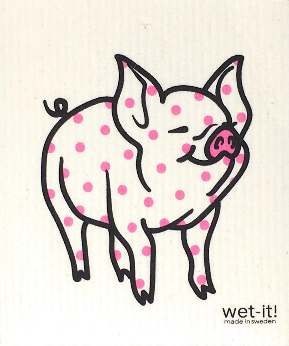 Swedish Treasures Wet-it! Dishcloth & Cleaning Cloth - 2 pack - Daisy Pig & Polka Pig