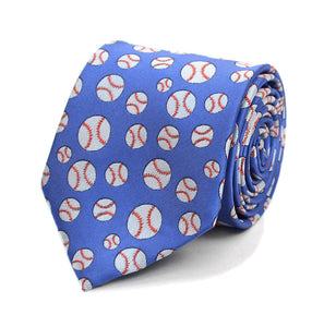 Parquet Men's Novelty Fashion Neckties with Gift Box (Baseball Pattern - Blue)
