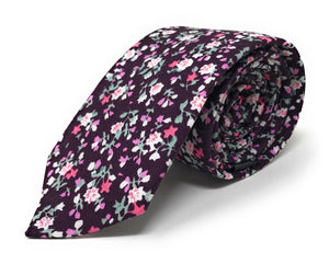 Urban-Peacock Men's Fashion Wedding Floral Slim Necktie: Plum - Small Print