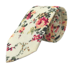 Urban-Peacock Men's Fashion Wedding Floral Slim Necktie: Cream