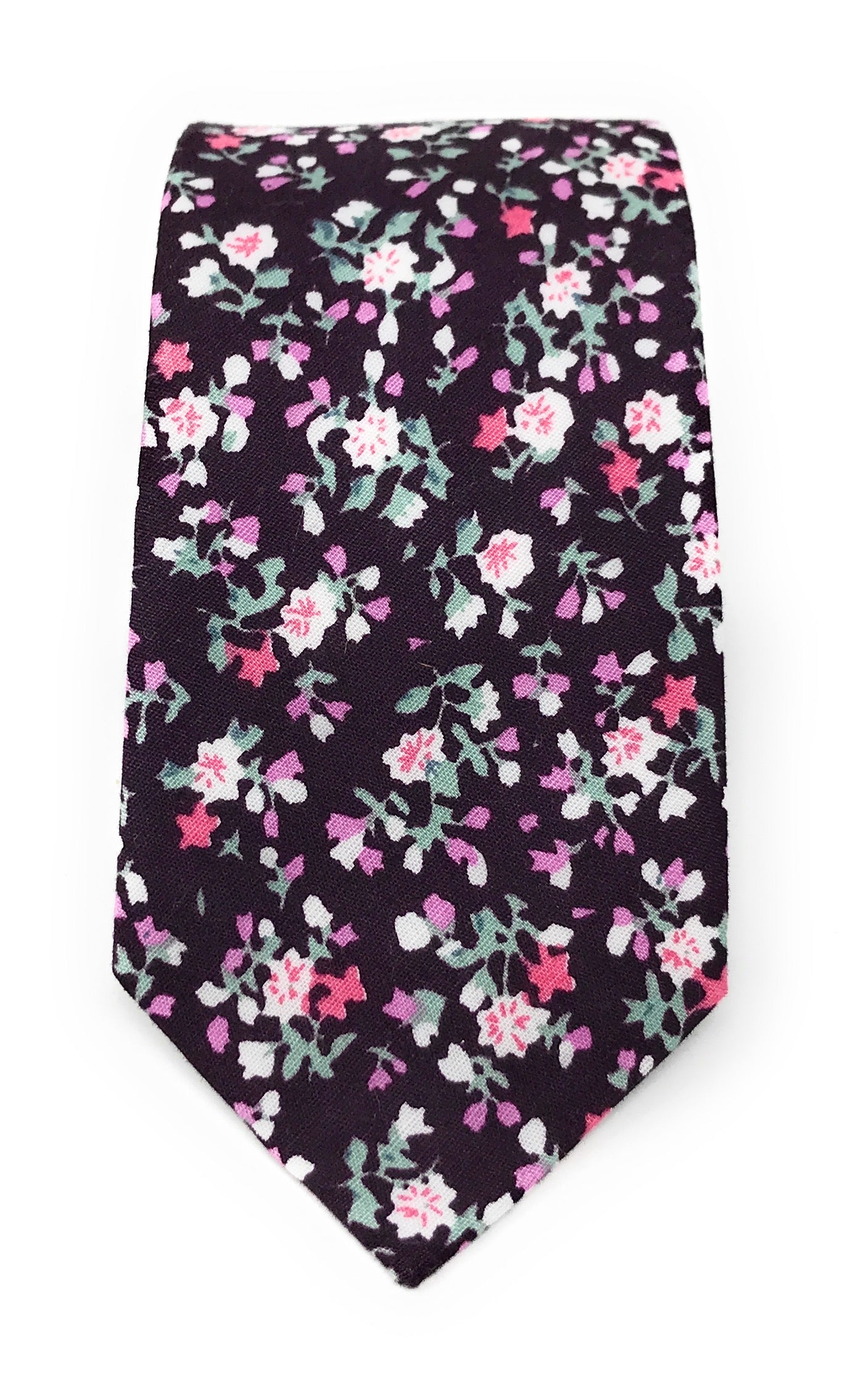 Urban-Peacock Men's Fashion Wedding Floral Slim Necktie: Plum - Small Print