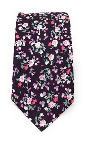 Urban-Peacock Men's Fashion Wedding Floral Slim Necktie: Plum - Small Print