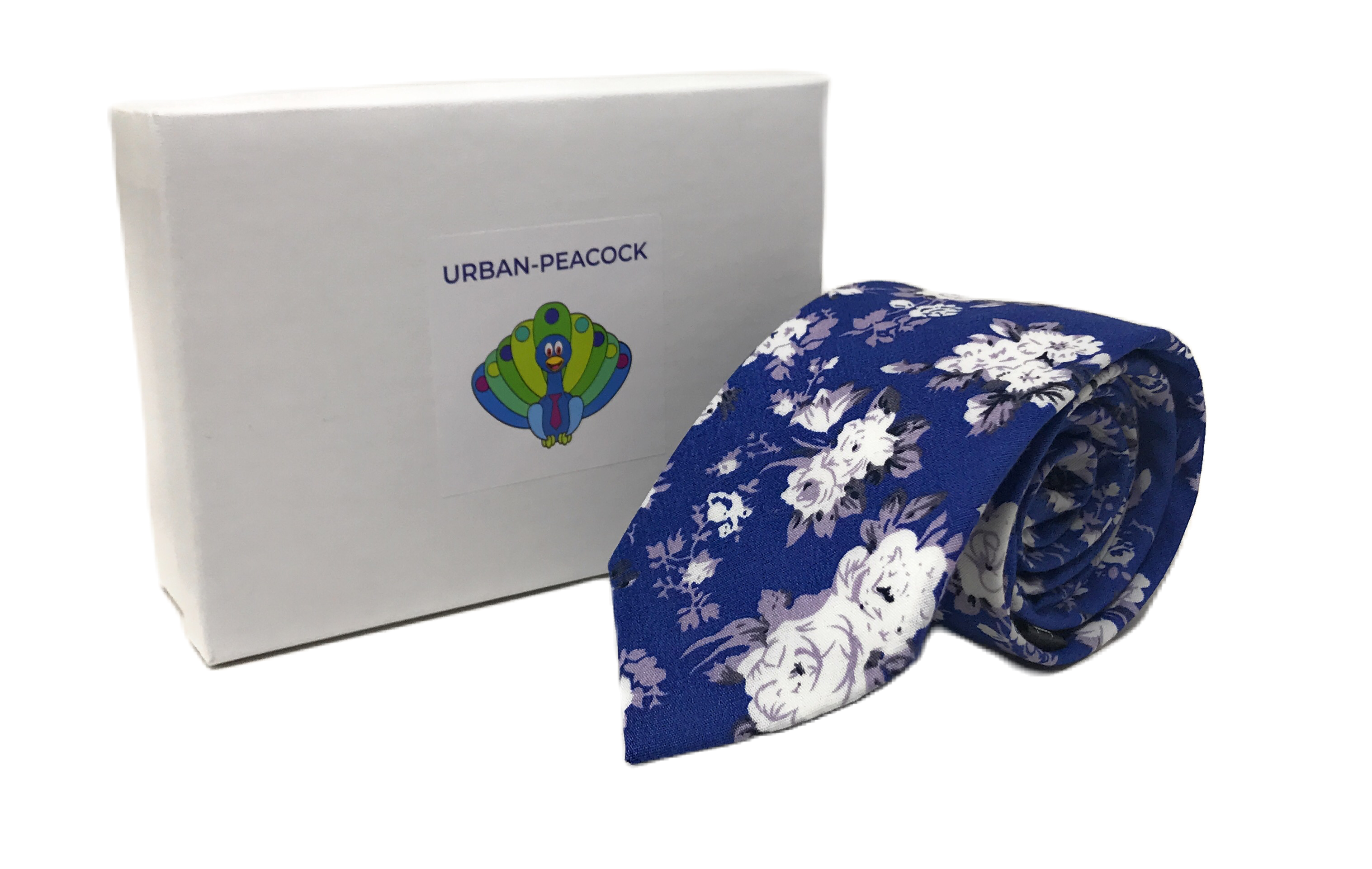 Urban-Peacock Men's Fashion Wedding Floral Slim Necktie: Royal Blue