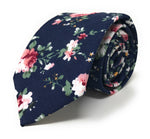 Urban-Peacock Men's Fashion Wedding Floral Slim Necktie: Navy Blue - Large Print