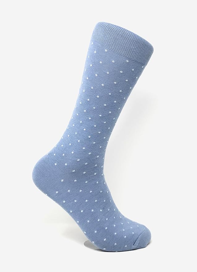 Black Label Men's Dress Socks - Dusty Blue Polka Dot