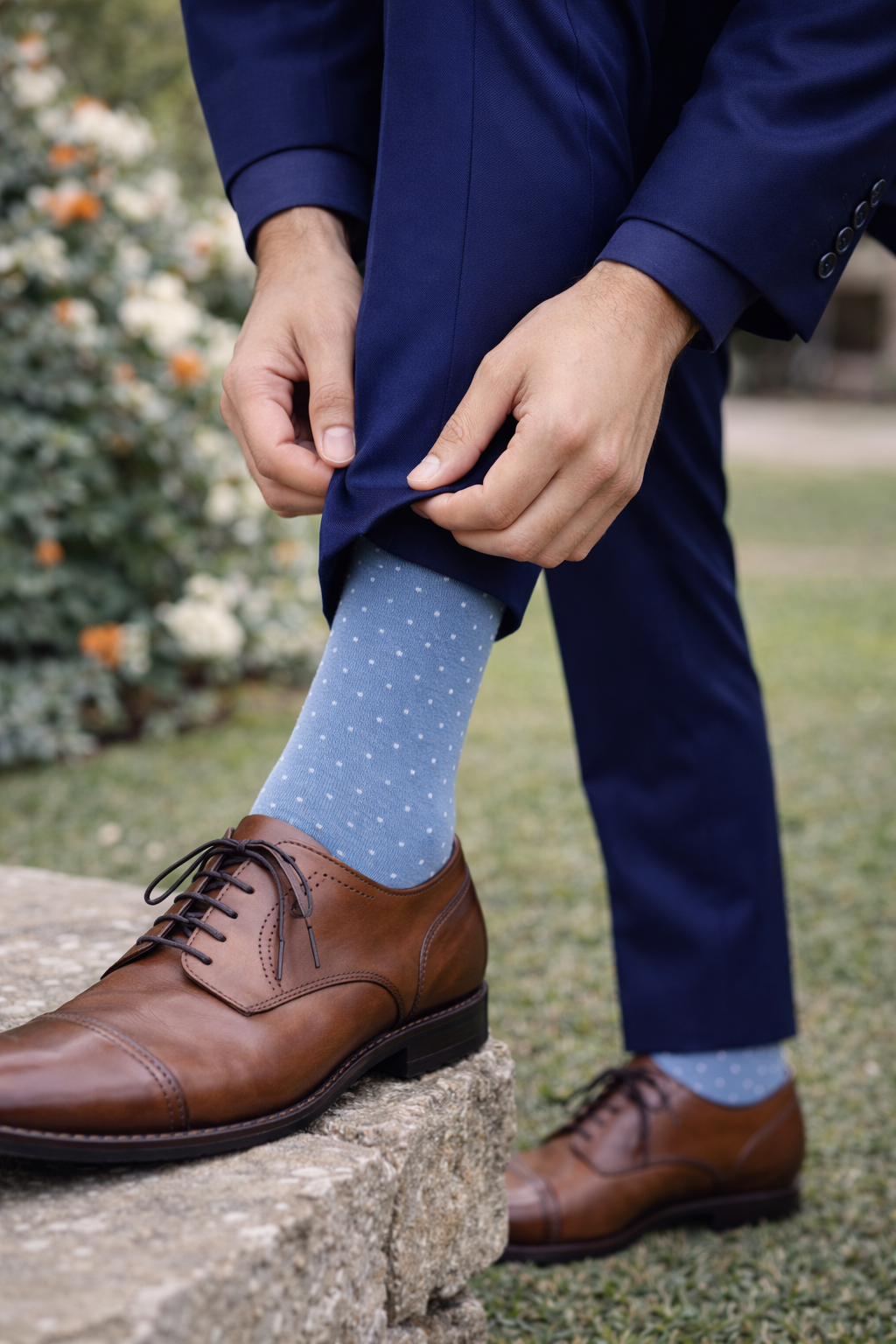 Black Label Men's Dress Socks in Dusty Blue Polka Dot – Urban-Peacock