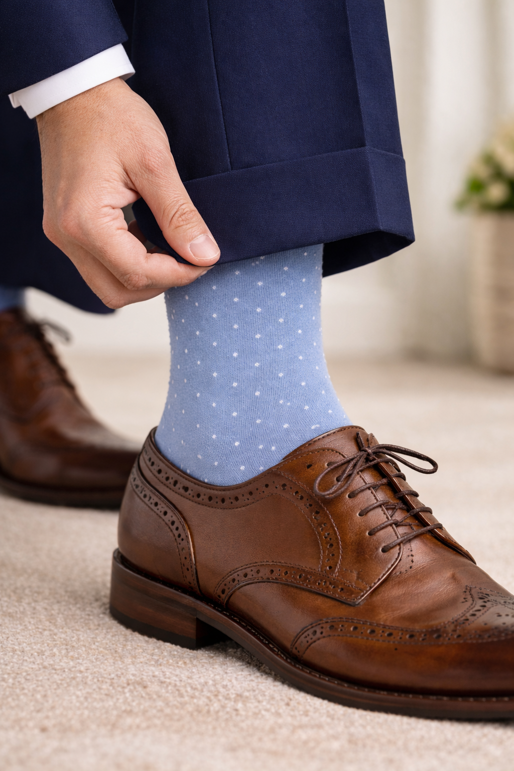 Black Label Men's Dress Socks in Dusty Blue Polka Dot – Urban-Peacock