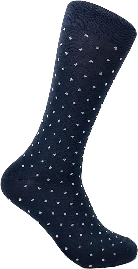 Black Label Men's Dress Socks - Navy Blue Polka Dot