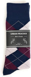 Black Label Men's Dress Socks - Argyle: Dark Navy Blue, Wine Burgundy & Heather Gray