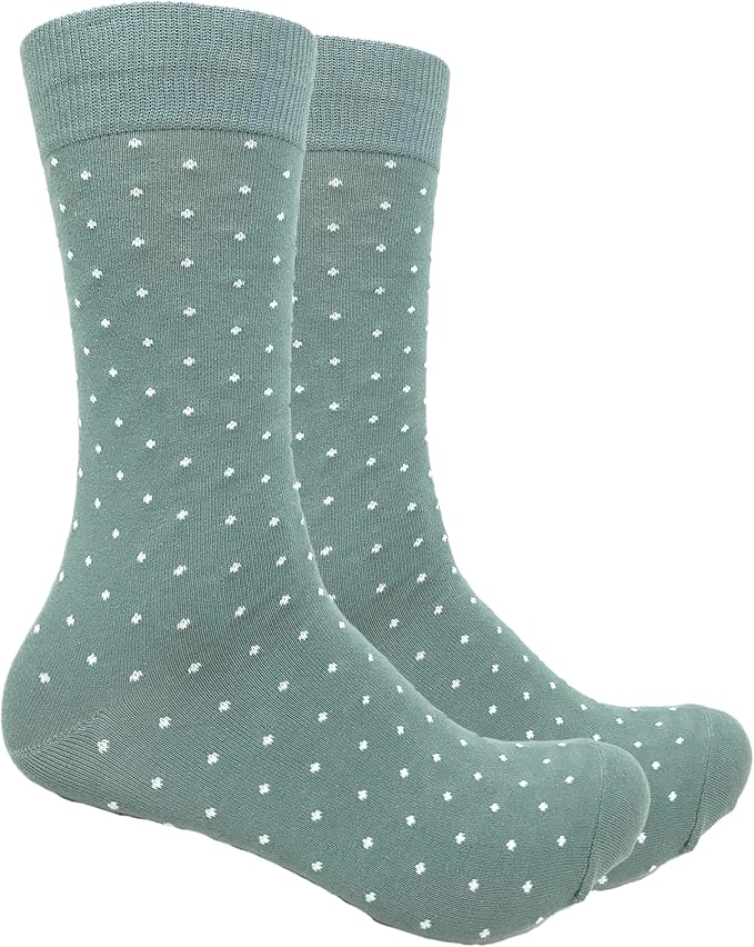 Black Label Men's Dress Socks - Sage Green Polka Dot