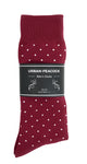 Black Label Men's Dress Socks - Burgundy Maroon Polka Dot