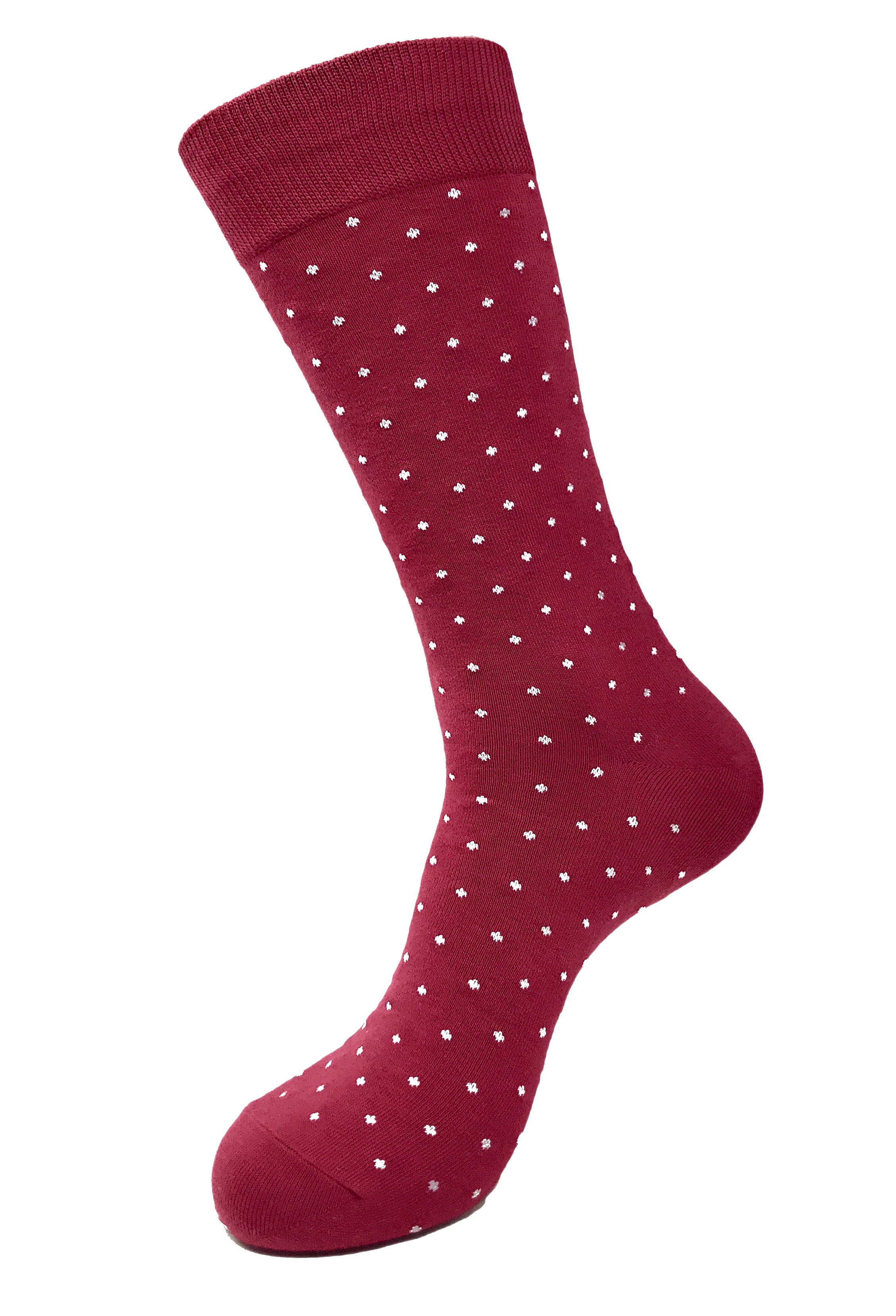 Black Label Men's Dress Socks - Burgundy Maroon Polka Dot