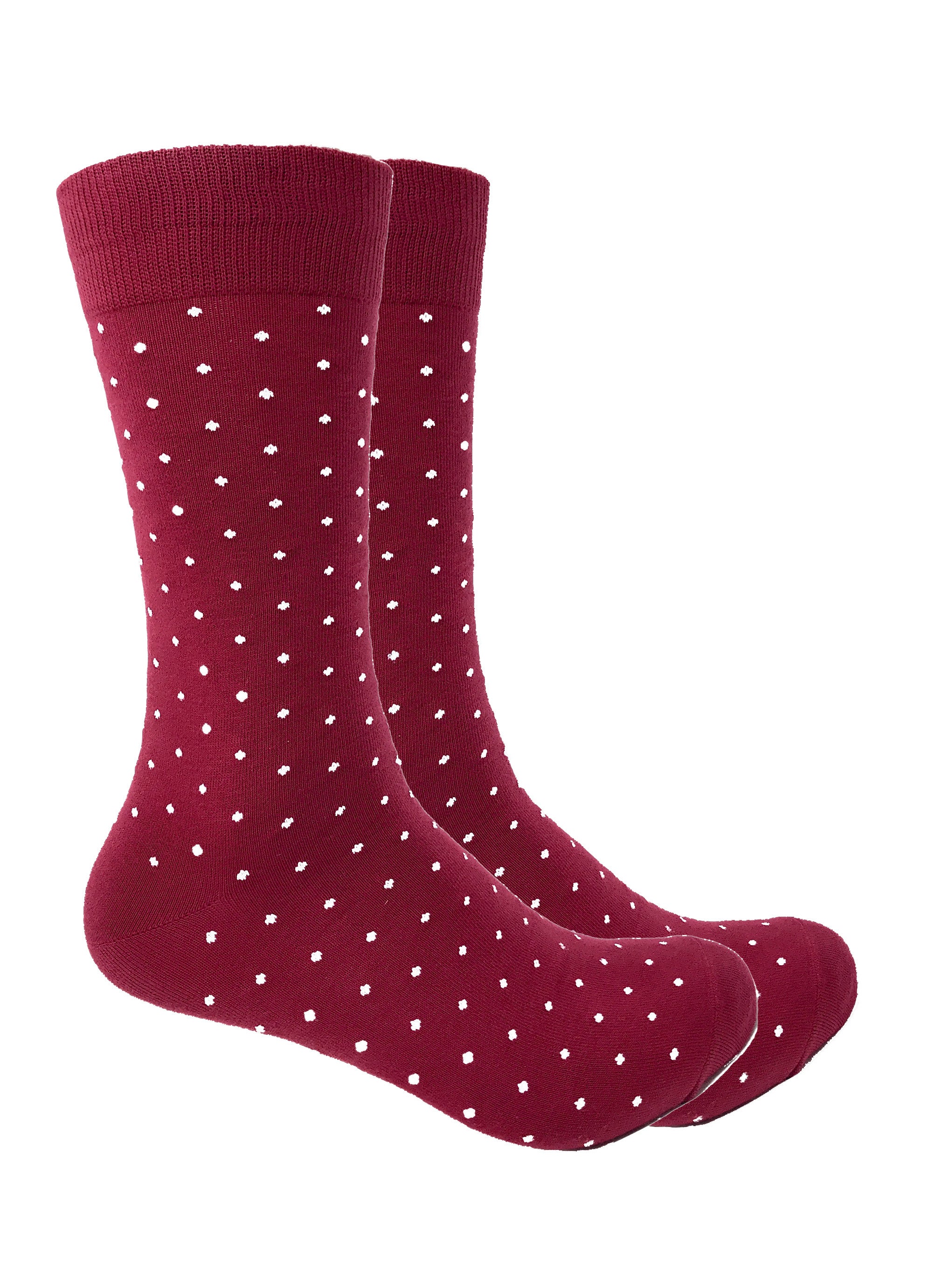 Black Label Men's Dress Socks - Burgundy Maroon Polka Dot