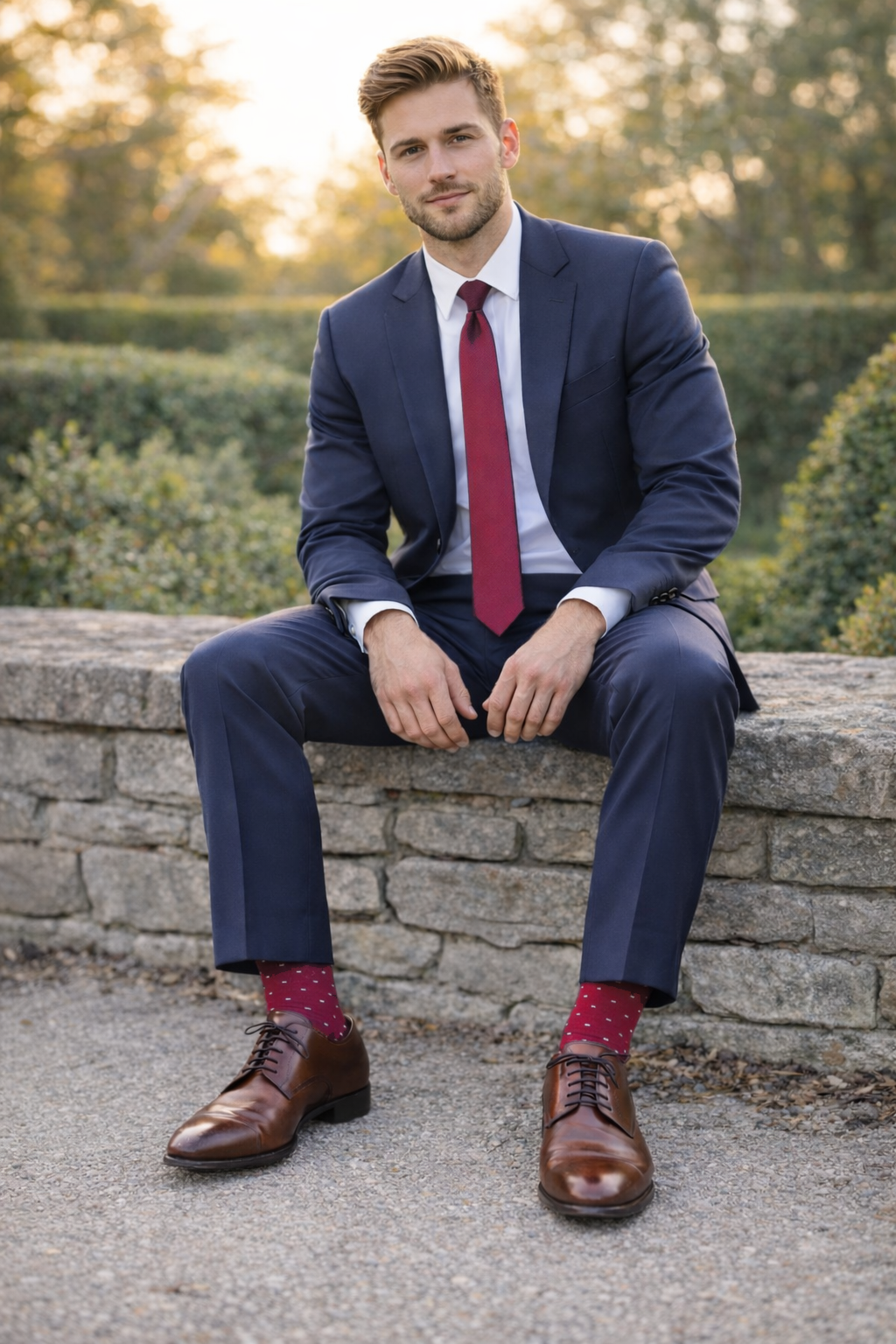 Urban-Peacock Black Label Men's Dress Socks in Maroon Red with White P Urban-Peacock Black Label Men's Dress Socks in Maroon Red with White P