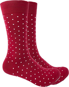 Urban-Peacock Black Label Men's Dress Socks in Maroon Red with White P