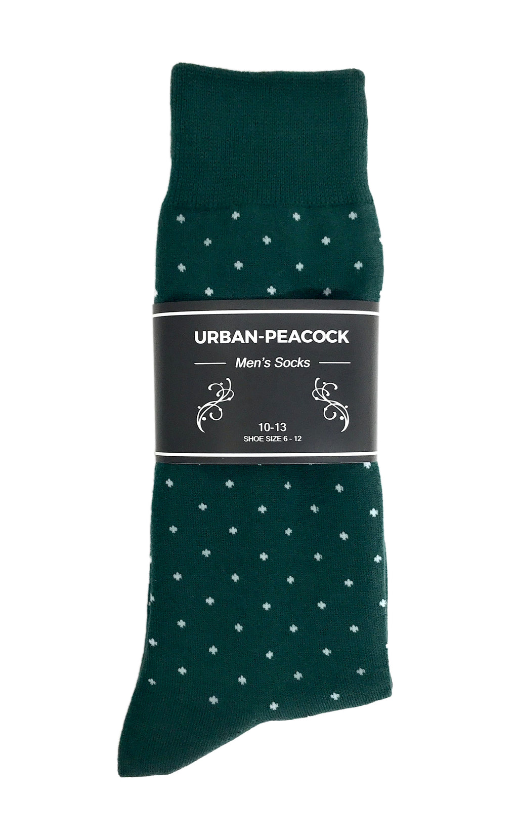 Black Label Men's Dress Socks - Hunter Green Polka Dot