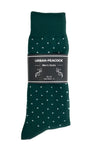 Black Label Men's Dress Socks - Hunter Green Polka Dot