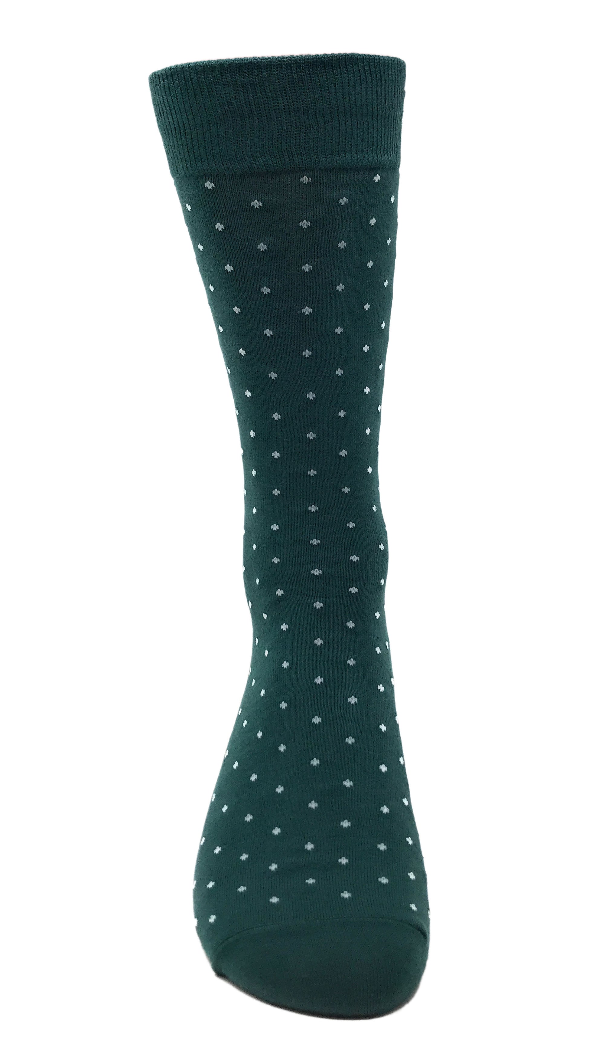 Black Label Men's Dress Socks - Hunter Green Polka Dot