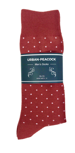 Black Label Men's Dress Socks - Burnt Terracotta Polka Dot