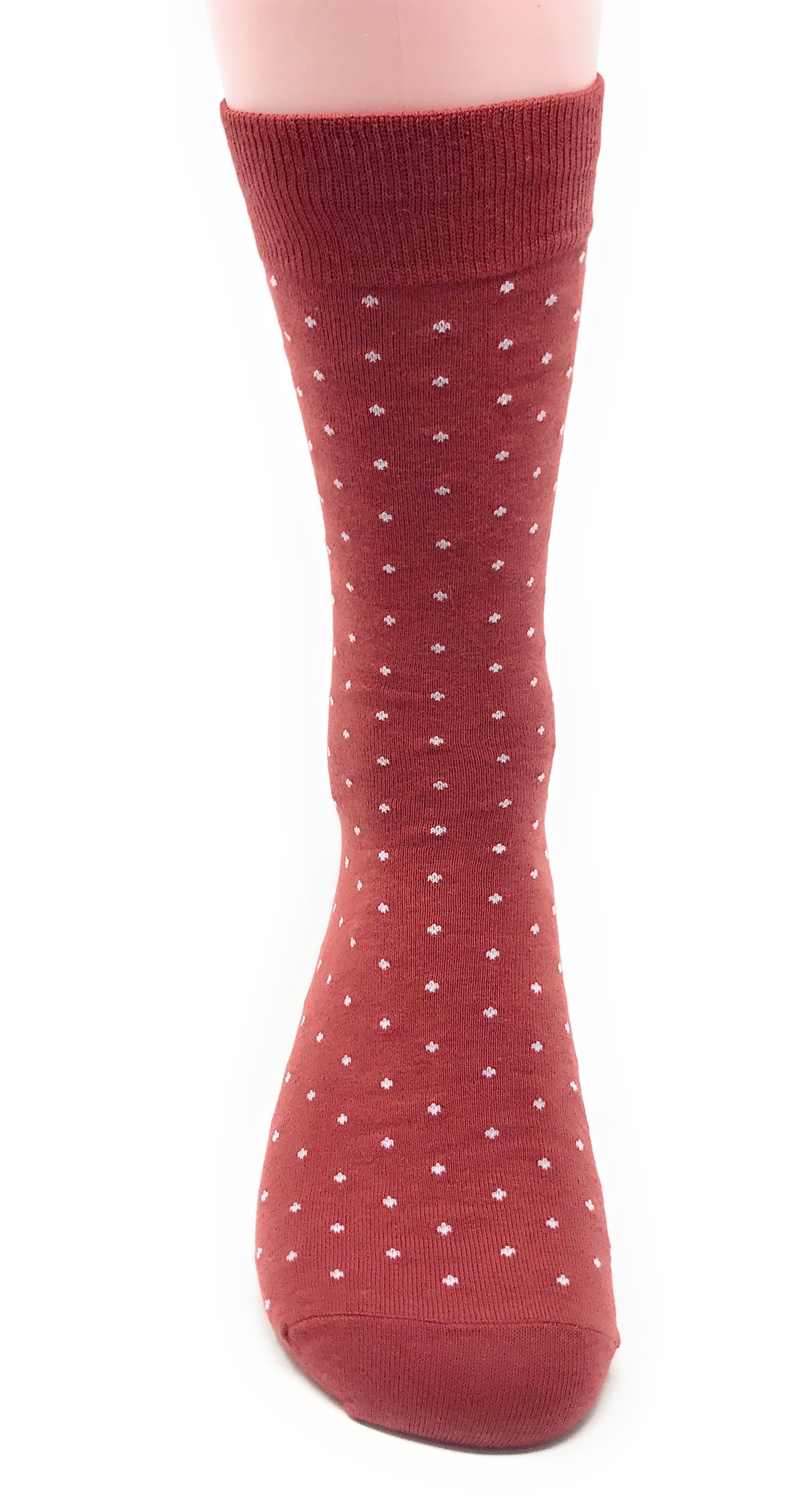 Black Label Men's Dress Socks - Burnt Terracotta Polka Dot