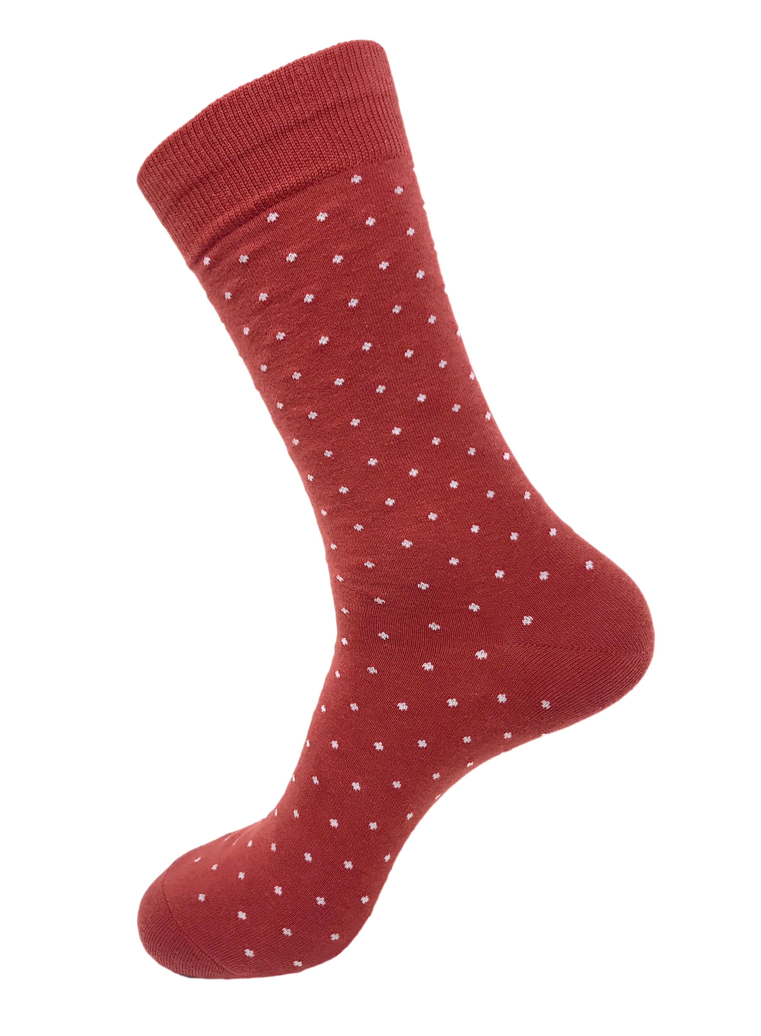 Black Label Men's Dress Socks - Burnt Terracotta Polka Dot