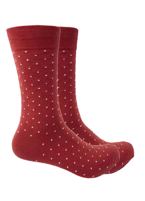 Black Label Men's Dress Socks - Burnt Terracotta Polka Dot