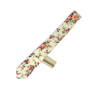 Urban-Peacock Men's Fashion Wedding Floral Slim Necktie: Cream