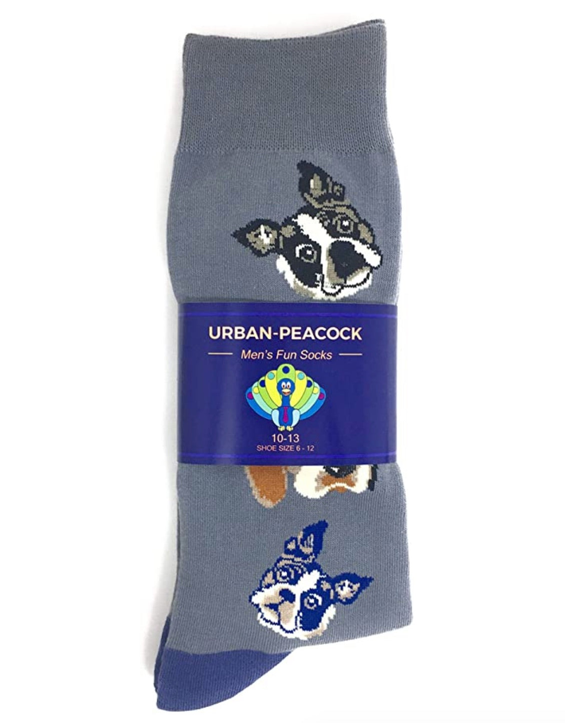 Men's Novelty Crew Socks - Dog Lovers - Grey