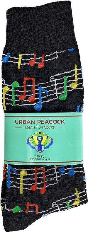 Men's Novelty Crew Socks - Music Sheet - Colorful