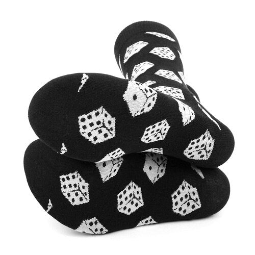 Men's Novelty Crew Socks - Dice: Black