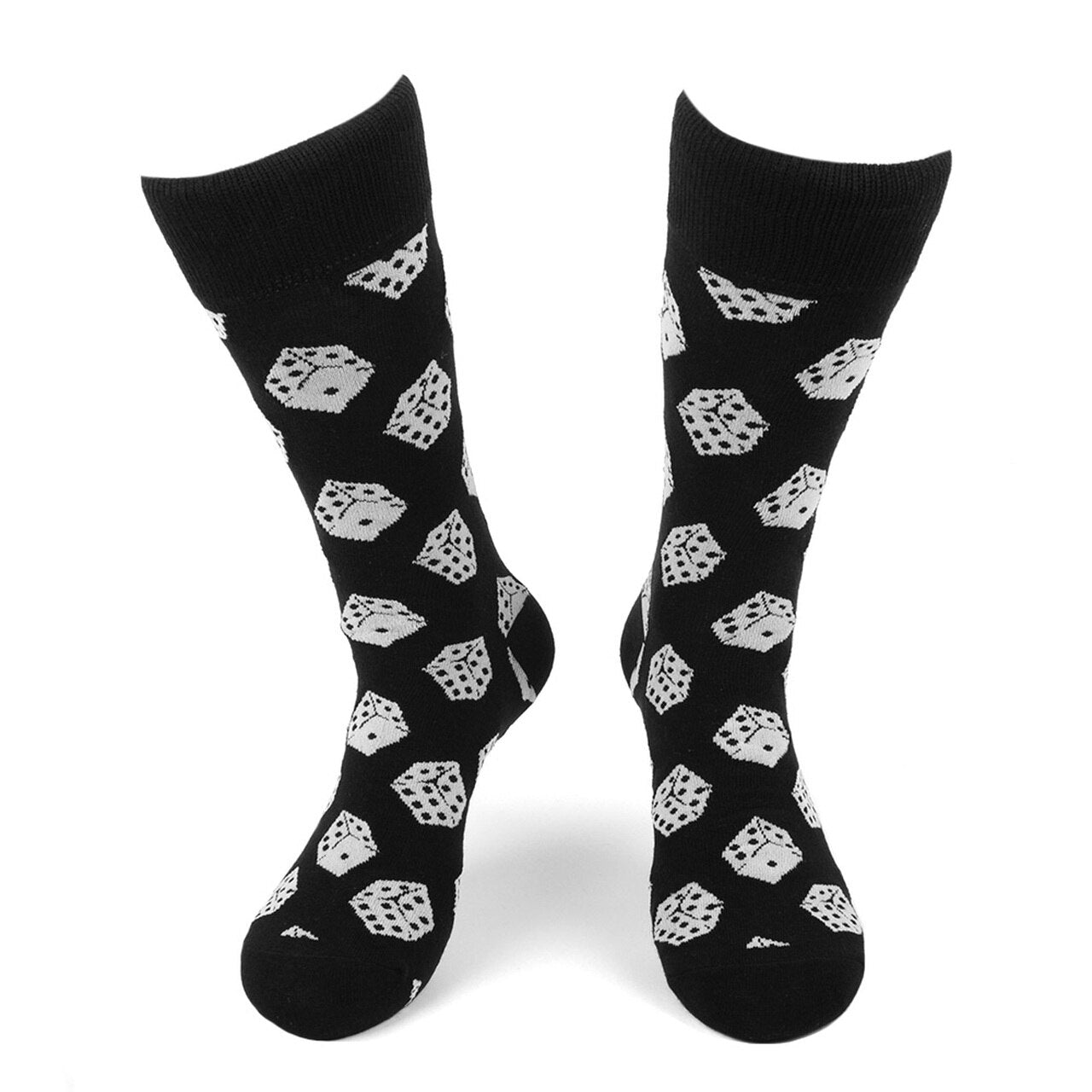 Men's Novelty Crew Socks - Dice: Black