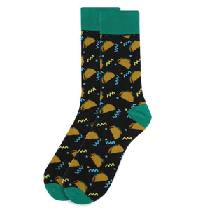 Men's Novelty Crew Socks - Tacos - Navy