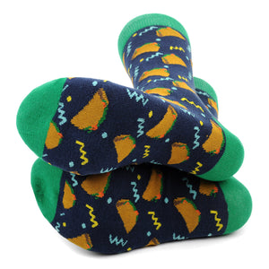 Men's Novelty Crew Socks - Tacos - Navy