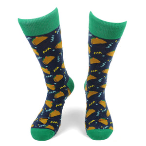 Men's Novelty Crew Socks - Tacos - Navy