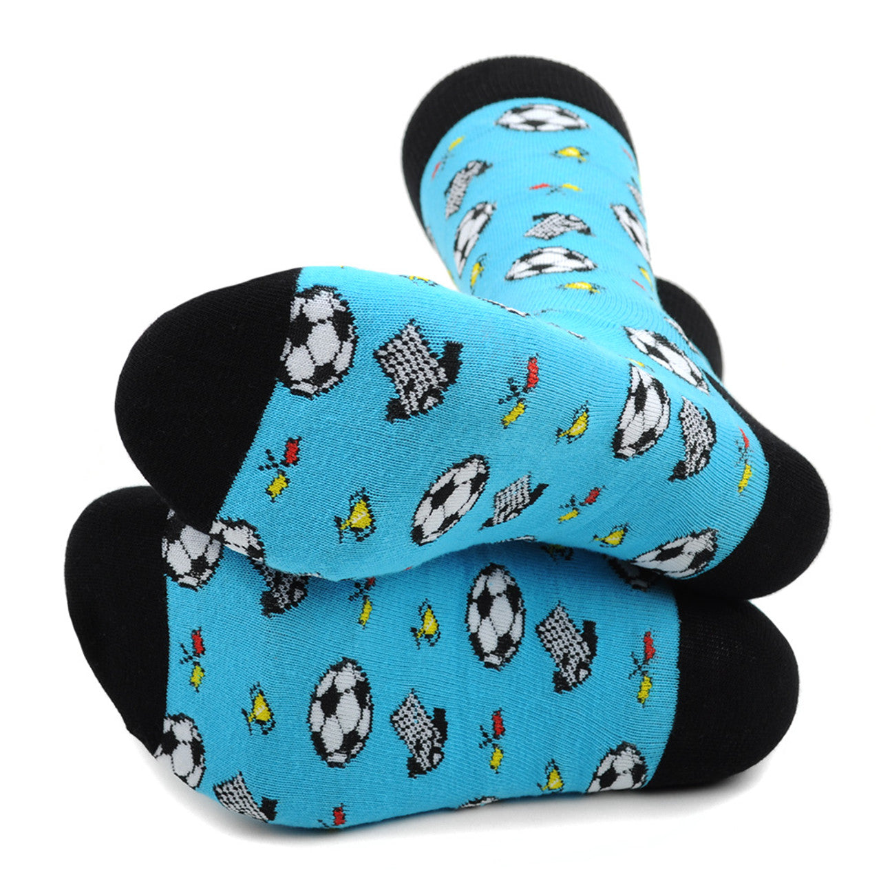 Men's Novelty Crew Socks - Soccer Referee: Blue