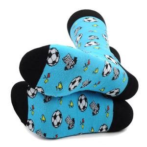 Men's Novelty Crew Socks - Soccer Referee: Blue