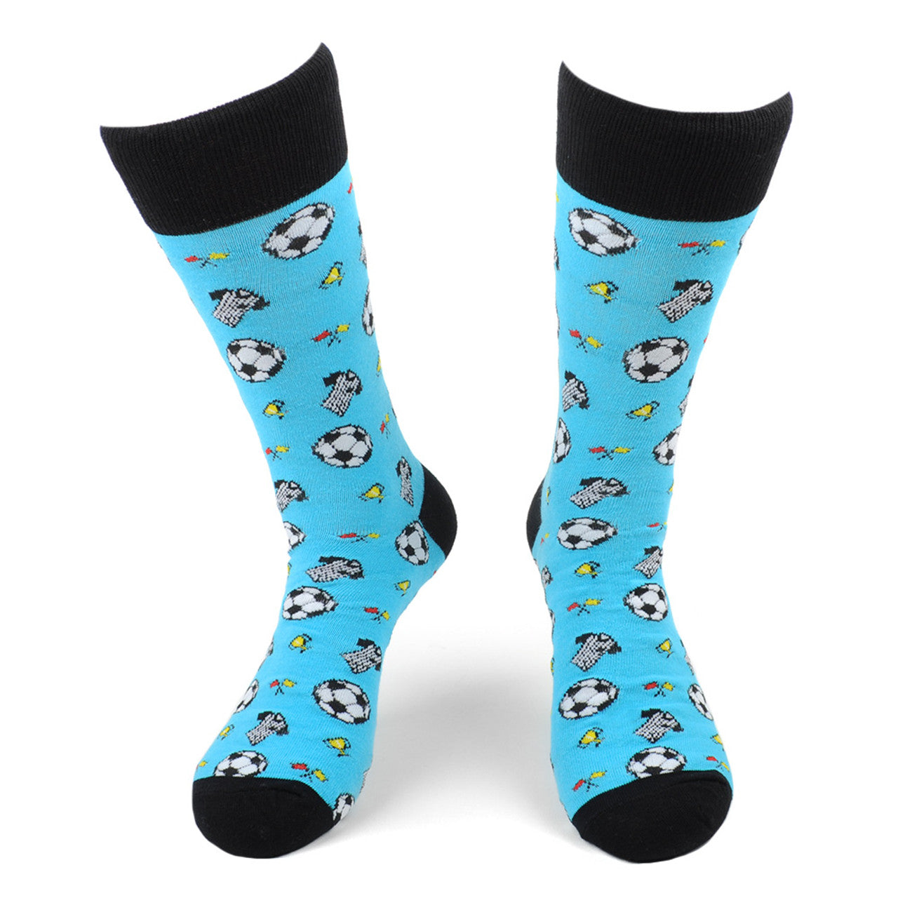Men's Novelty Crew Socks - Soccer Referee: Blue