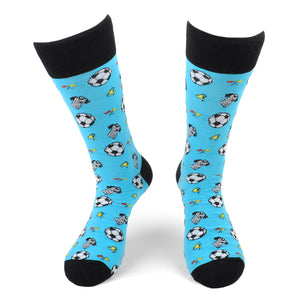 Men's Novelty Crew Socks - Soccer Referee: Blue