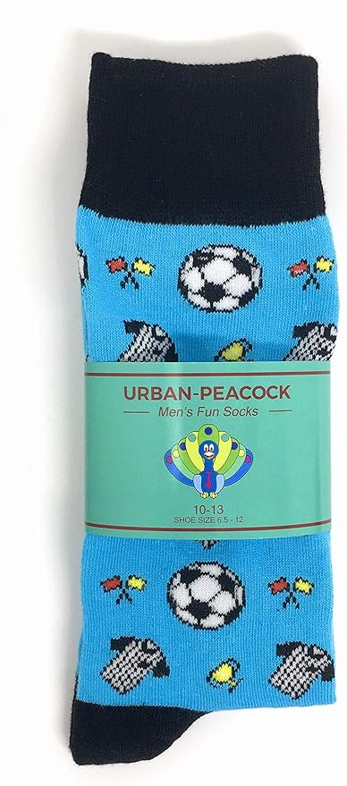 Men's Novelty Crew Socks - Soccer Referee: Blue