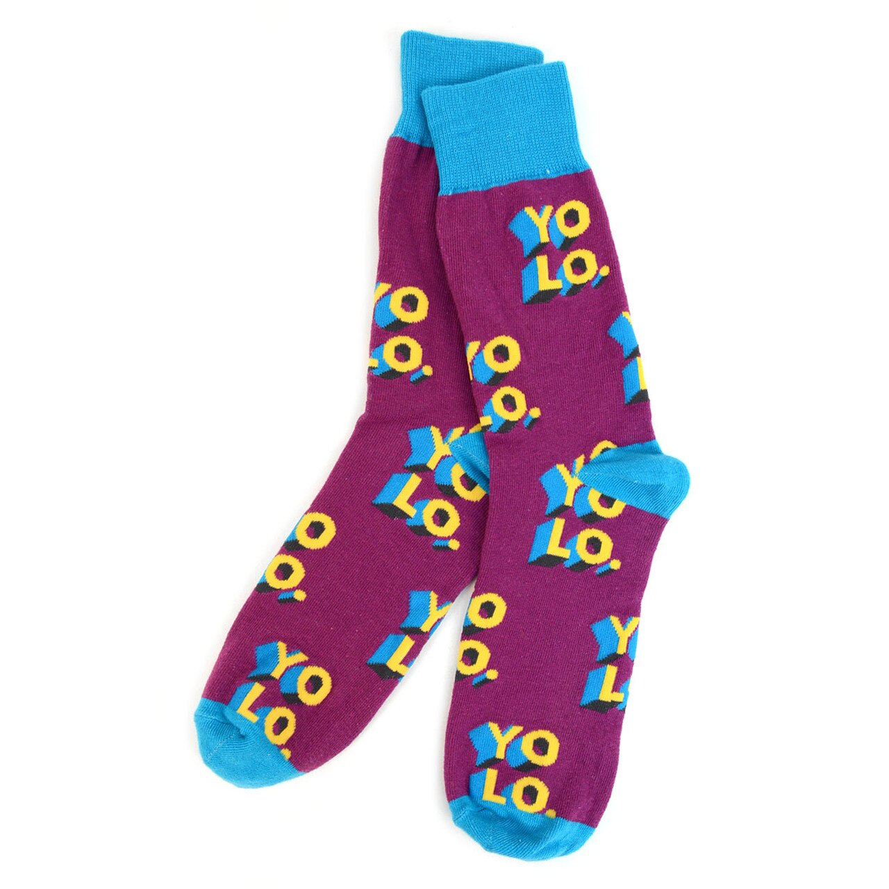 Men's Novelty Crew Socks - YOLO - You Only Live Once - Purple