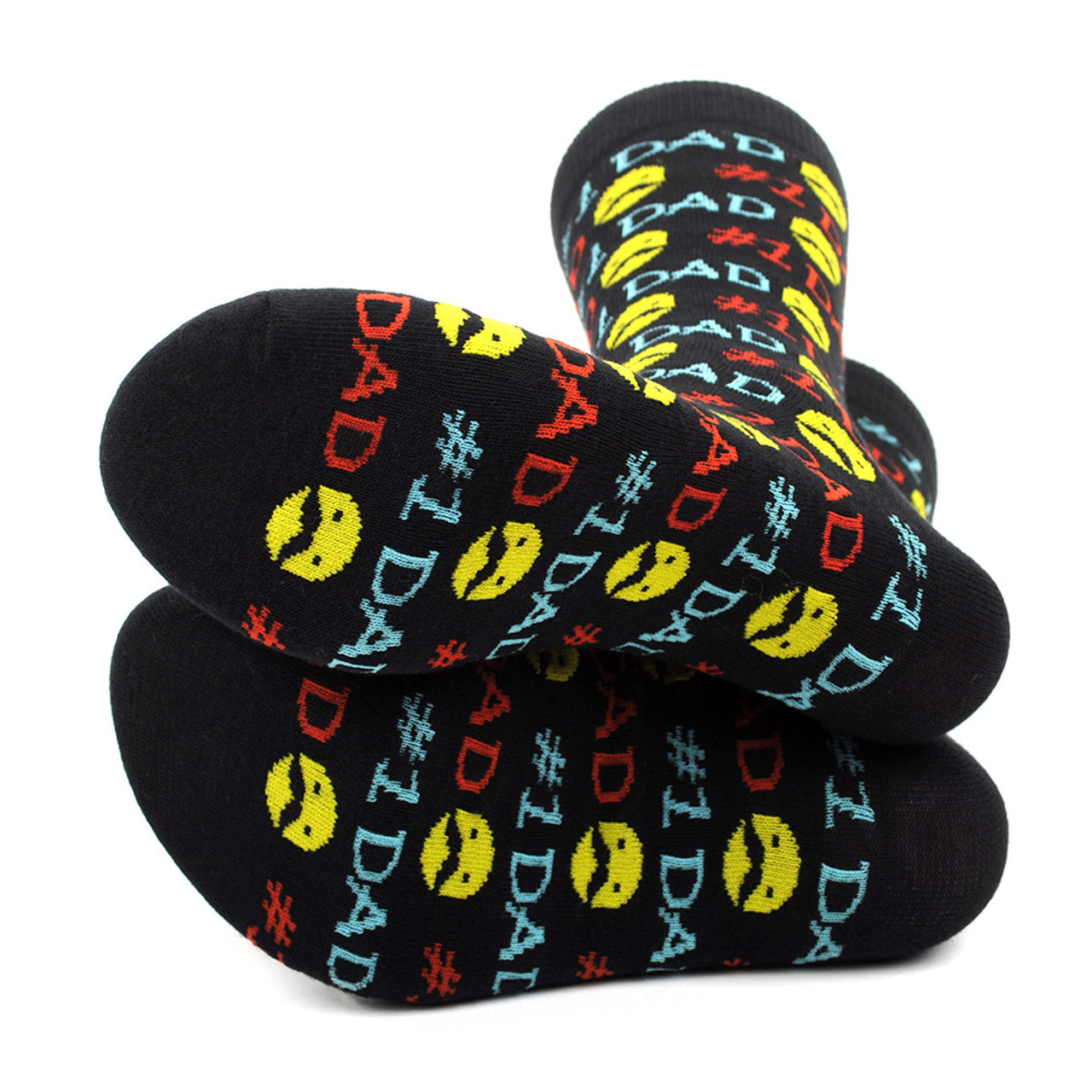 Men's Novelty Crew Socks - Number One - #1 Dad: Black