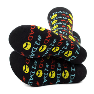 Men's Novelty Crew Socks - Number One - #1 Dad: Black
