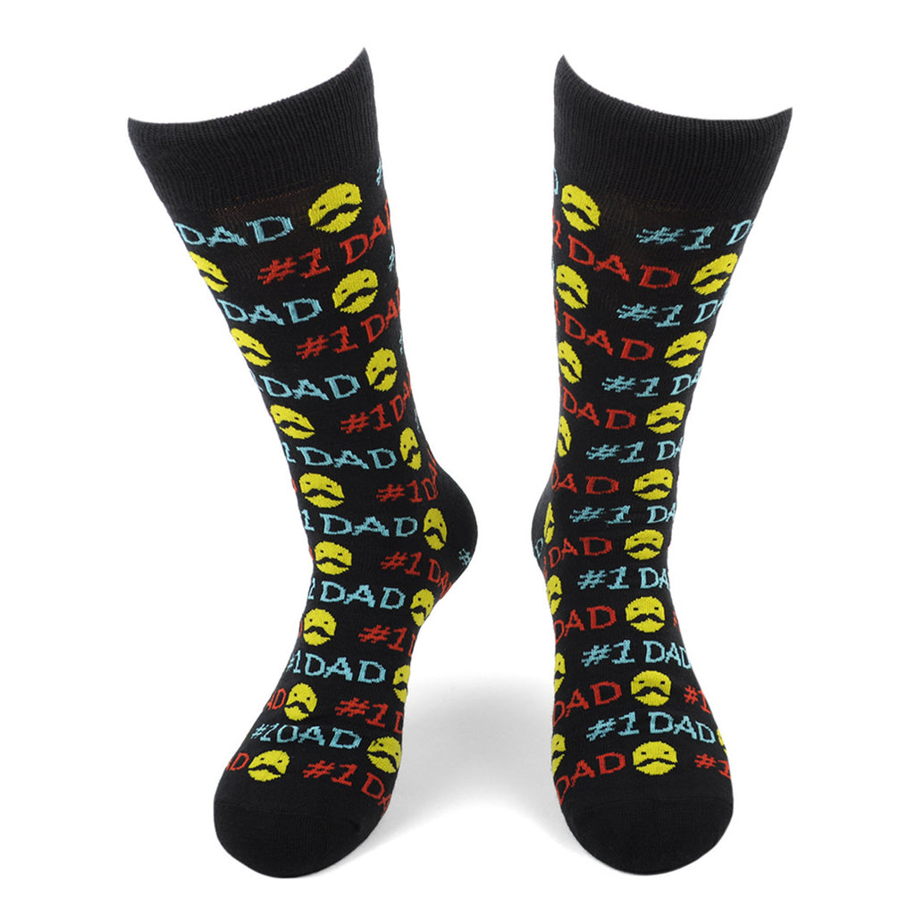 Men's Novelty Crew Socks - Number One - #1 Dad: Black