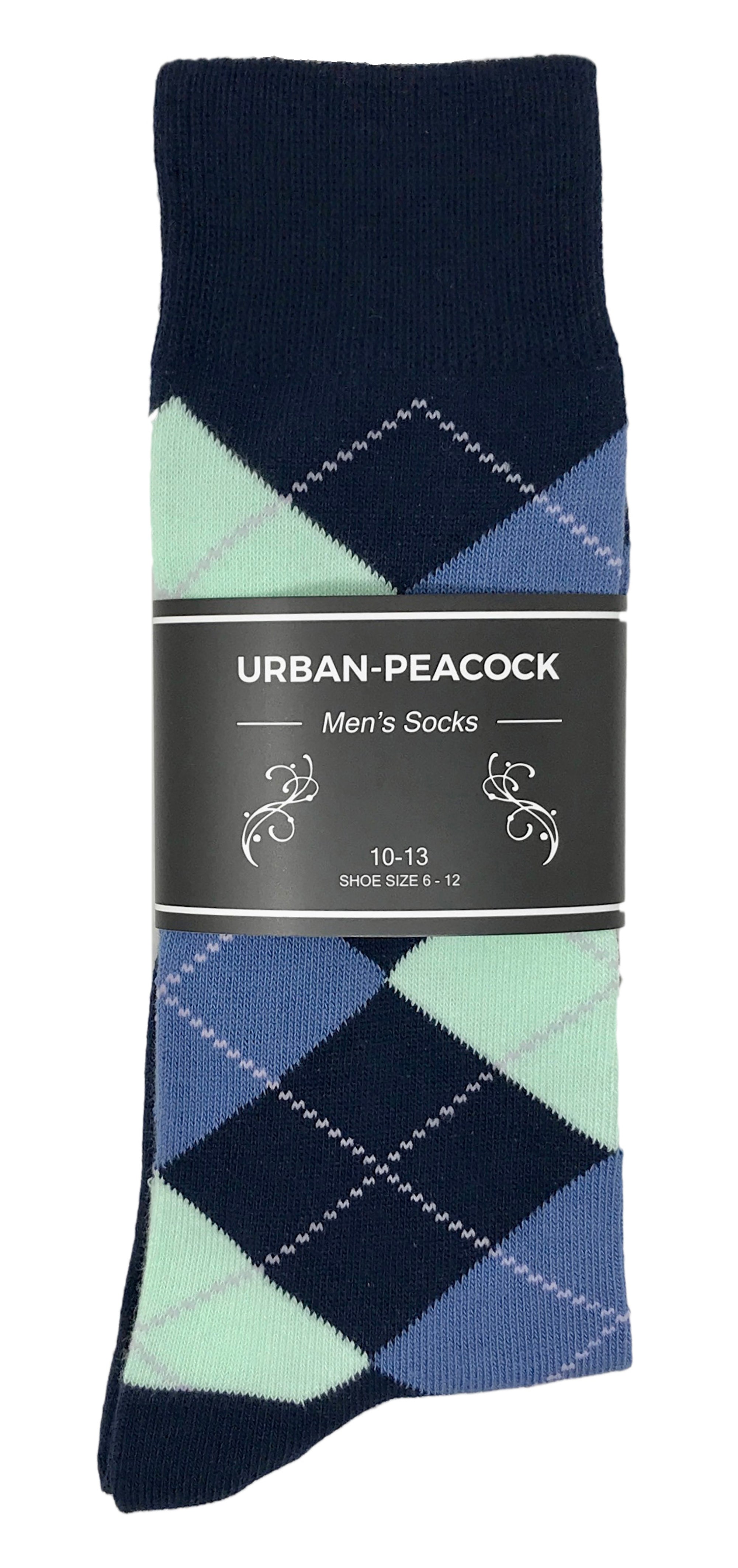 Black Label Men's Dress Socks - Argyle - Navy, Steel Blue and Mint Green Black Label Men's Dress Socks - Argyle - Navy, Steel Blue and Mint Green