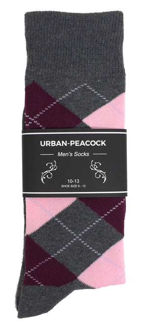 Black Label Men's Dress Socks - Argyle Pattern in Dark Gray, Wine Burg Urban-Peacock Black Label Men's Dress Socks - Argyle Pattern in Dark Gray, Wine Burg Urban-Peacock