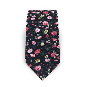 Urban-Peacock Men's Fashion Wedding Floral Slim Necktie: Black - Small Print