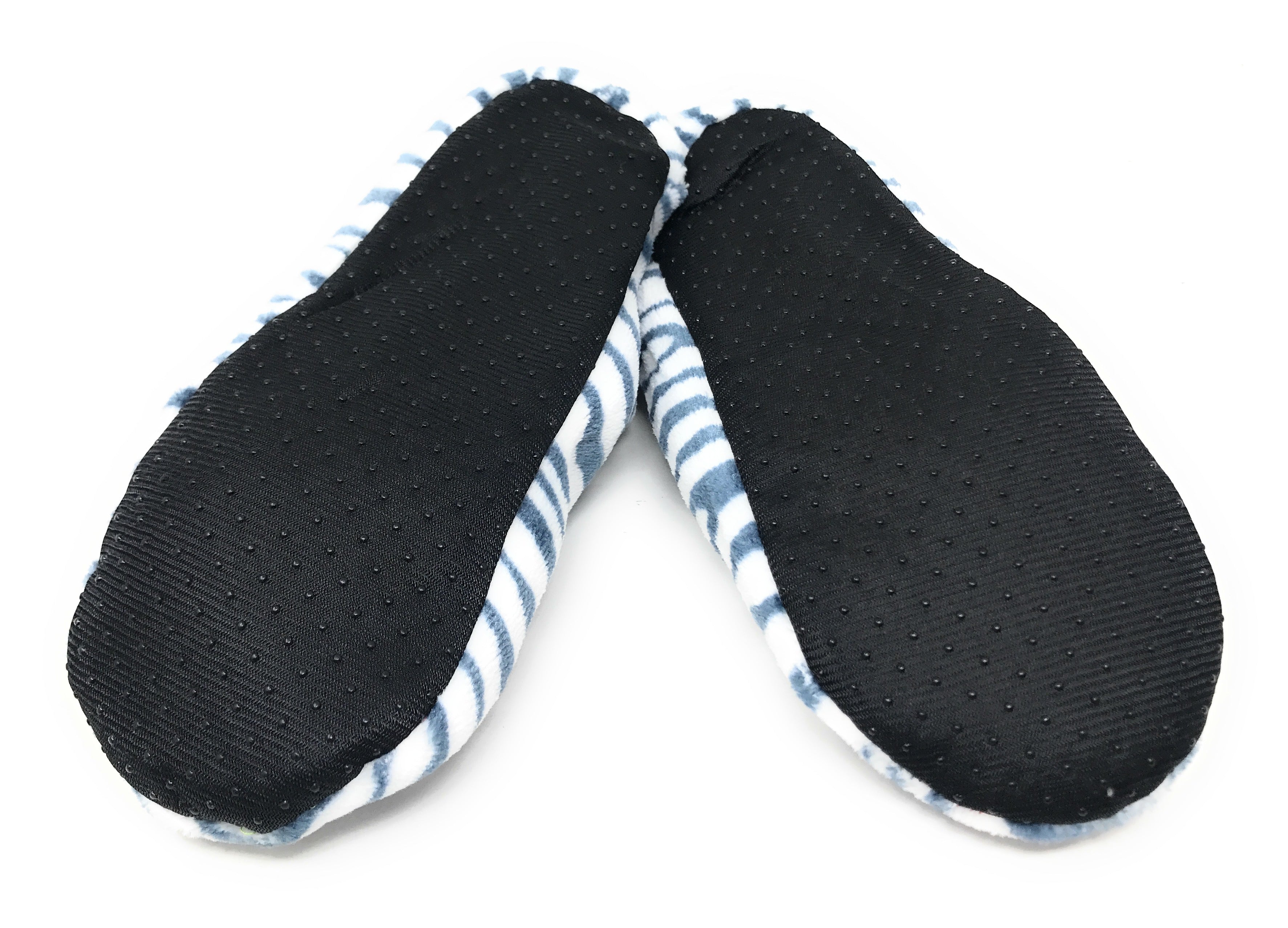Women's Plush Fleece Lined Cozy Sherpa Gripper Slippers in Zebra Stripe