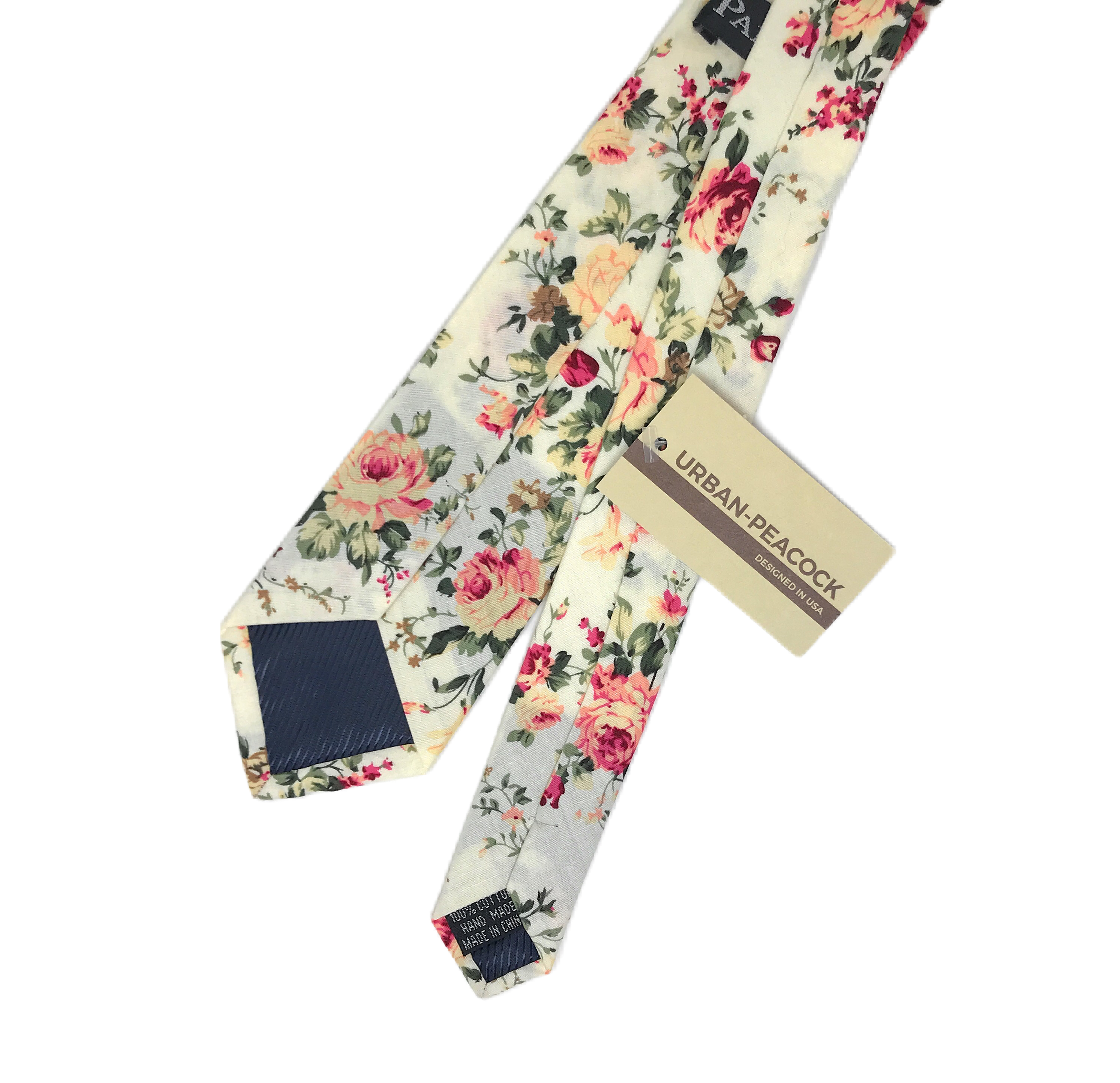 Urban-Peacock Men's Fashion Wedding Floral Slim Necktie: Cream
